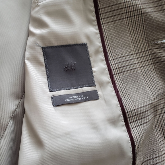 H&M beige plaid blazer 40R - Picture 4 of 4